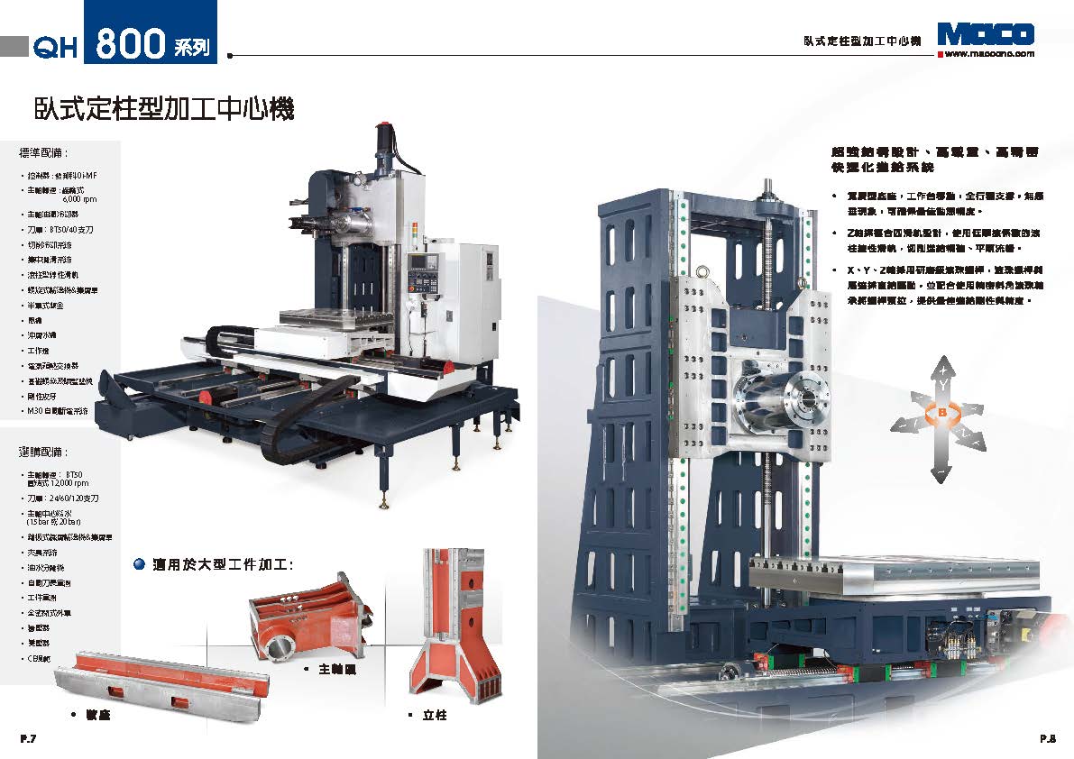 定柱型臥式加工中心機